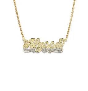 Better Jewelry Heart Diamond Cut Script 14K Gold Nameplate Necklace