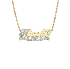 Better Jewelry Heart Script 14K Gold Nameplate Necklace