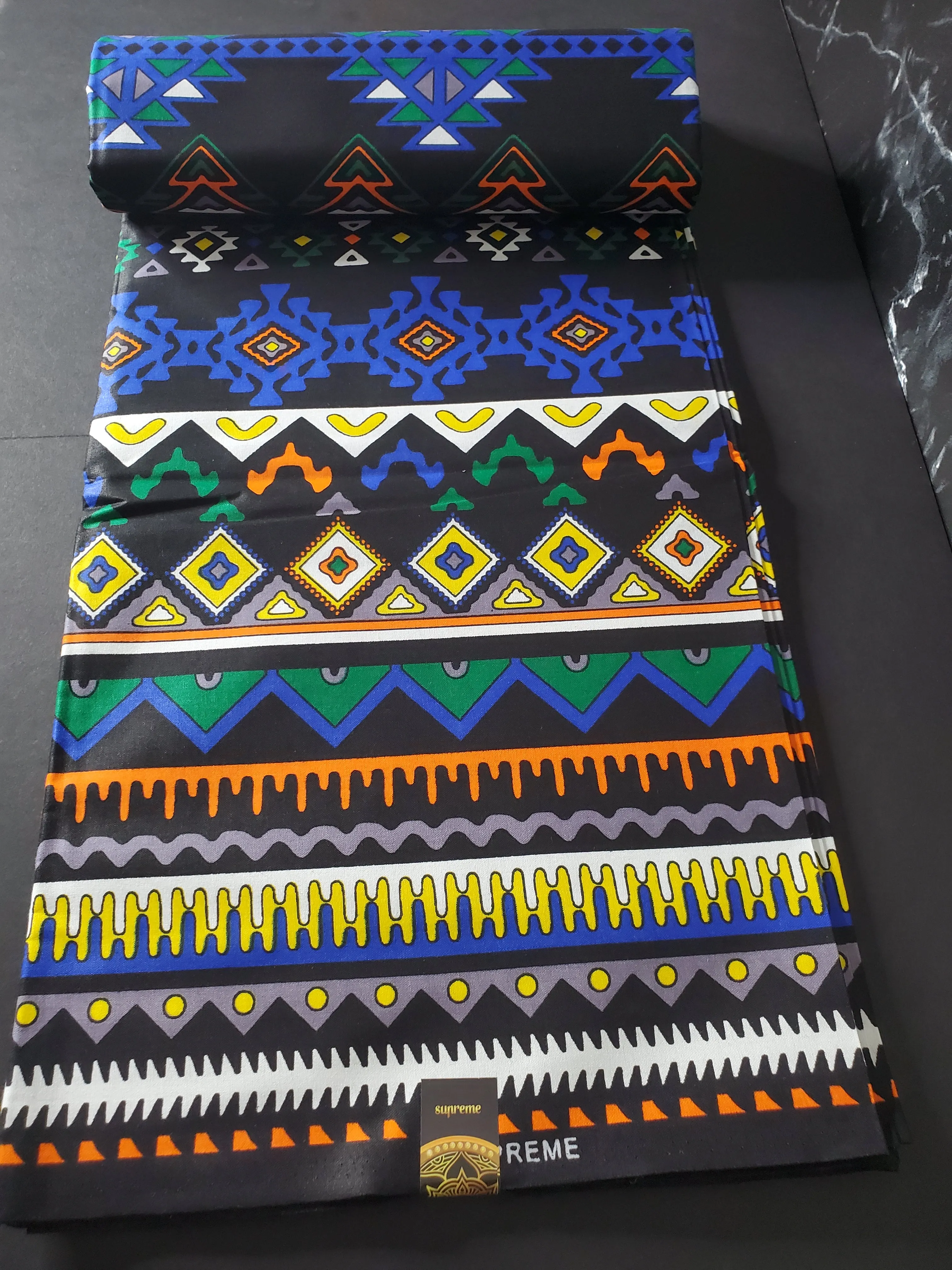 Black and Blue African Ankara Fabric