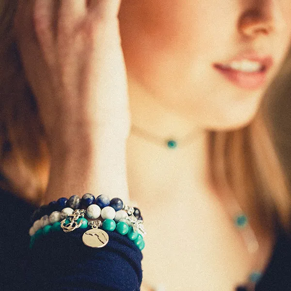 Block Island | Stone Beaded Charm Bracelet  | Sodalite - Inner Peace