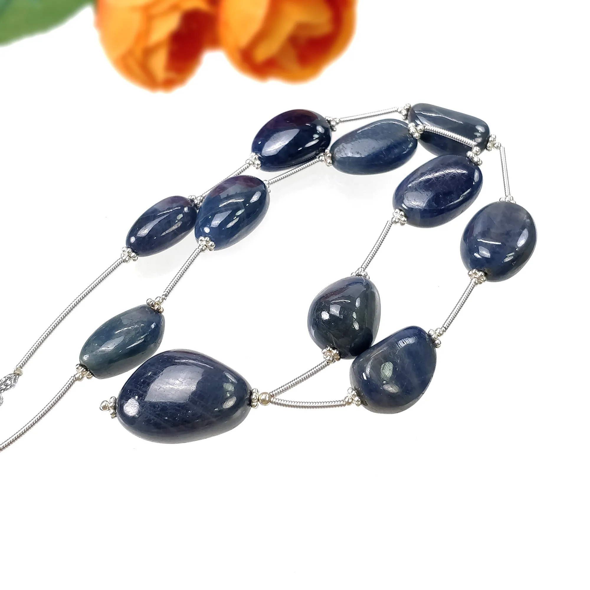 BLUE SAPPHIRE Gemstone Cabochon Loose Beads: 271.20cts Natural Untreated Sapphire Plain Oval Shape Beads 15.5*9mm - 23.5*16.5mm