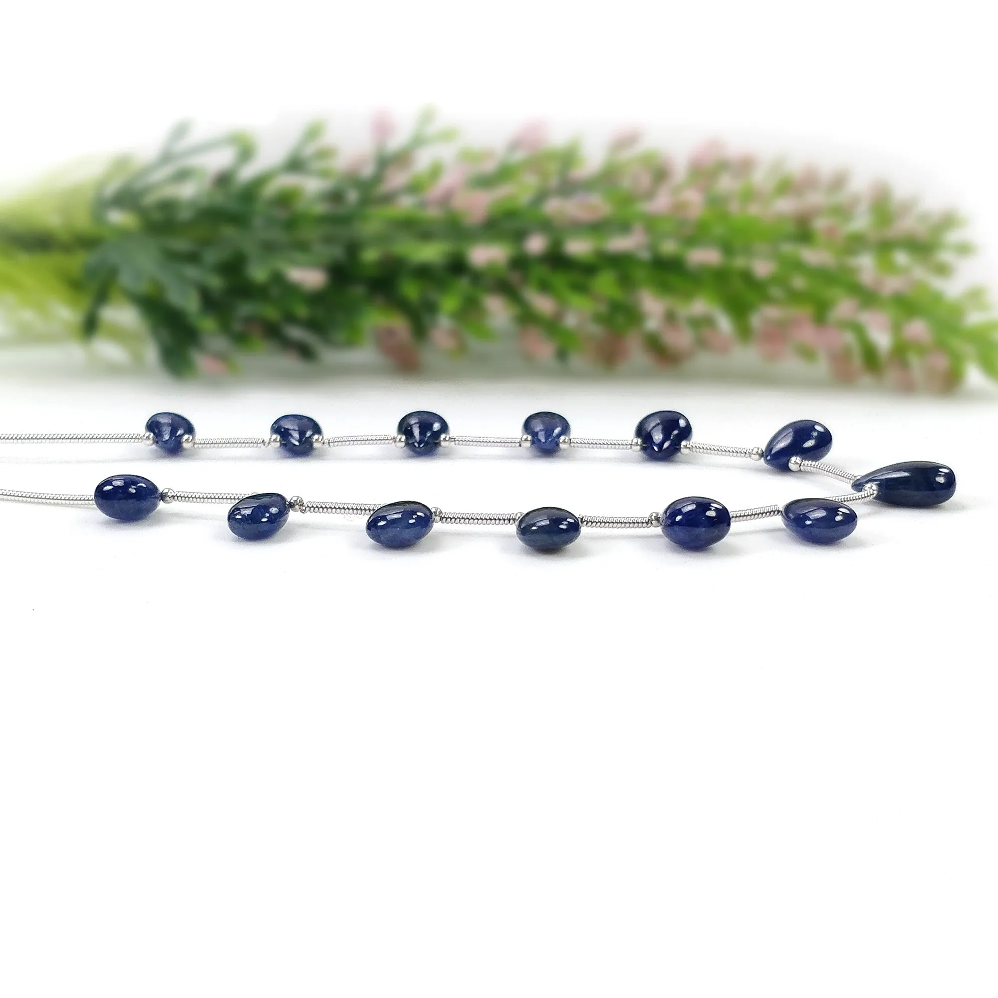 BLUE SAPPHIRE Gemstone Loose Beads : 42.80cts Natural Untreated Sapphire Plain Almond Beads 9*6.5mm - 11.5*7mm