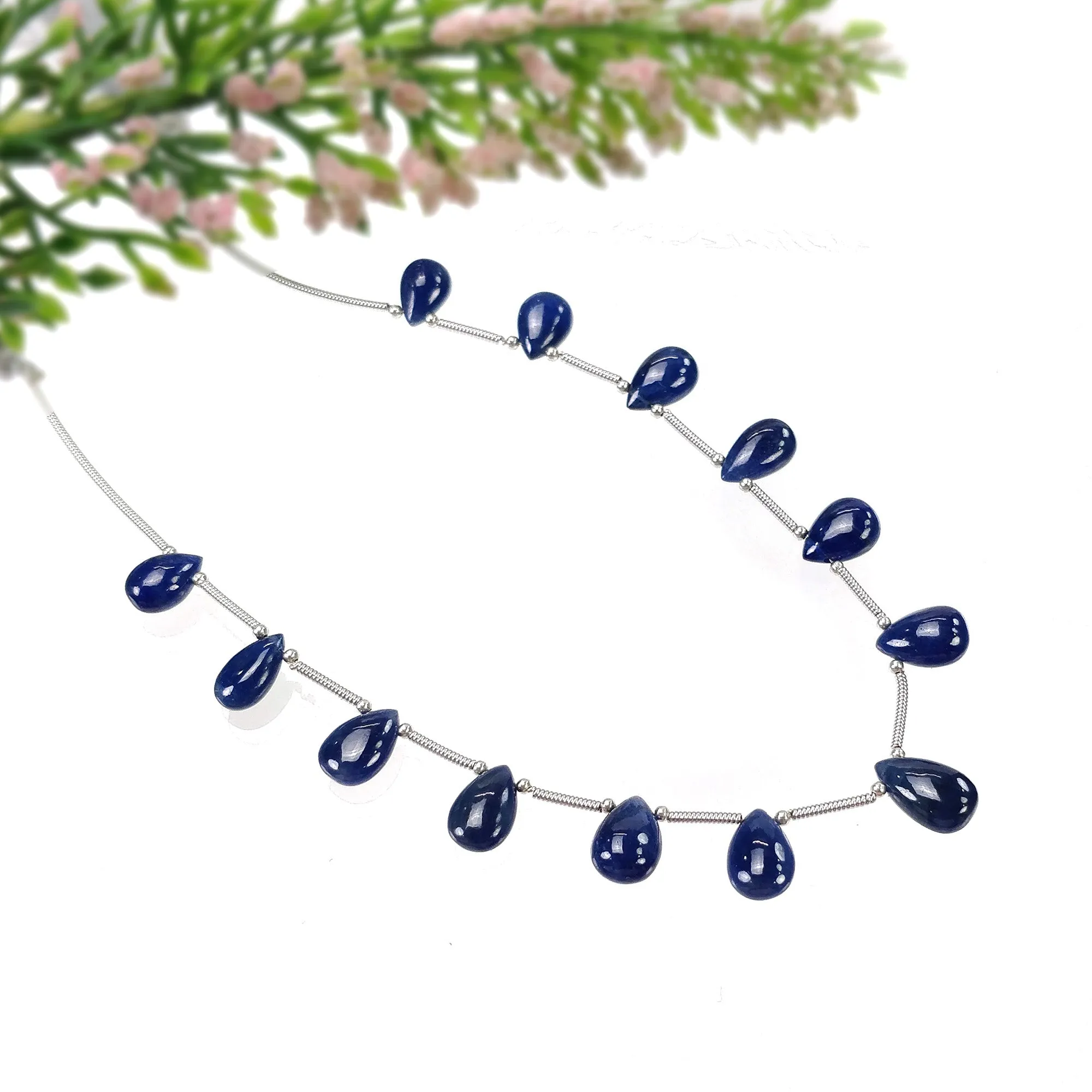 BLUE SAPPHIRE Gemstone Loose Beads : 42.80cts Natural Untreated Sapphire Plain Almond Beads 9*6.5mm - 11.5*7mm