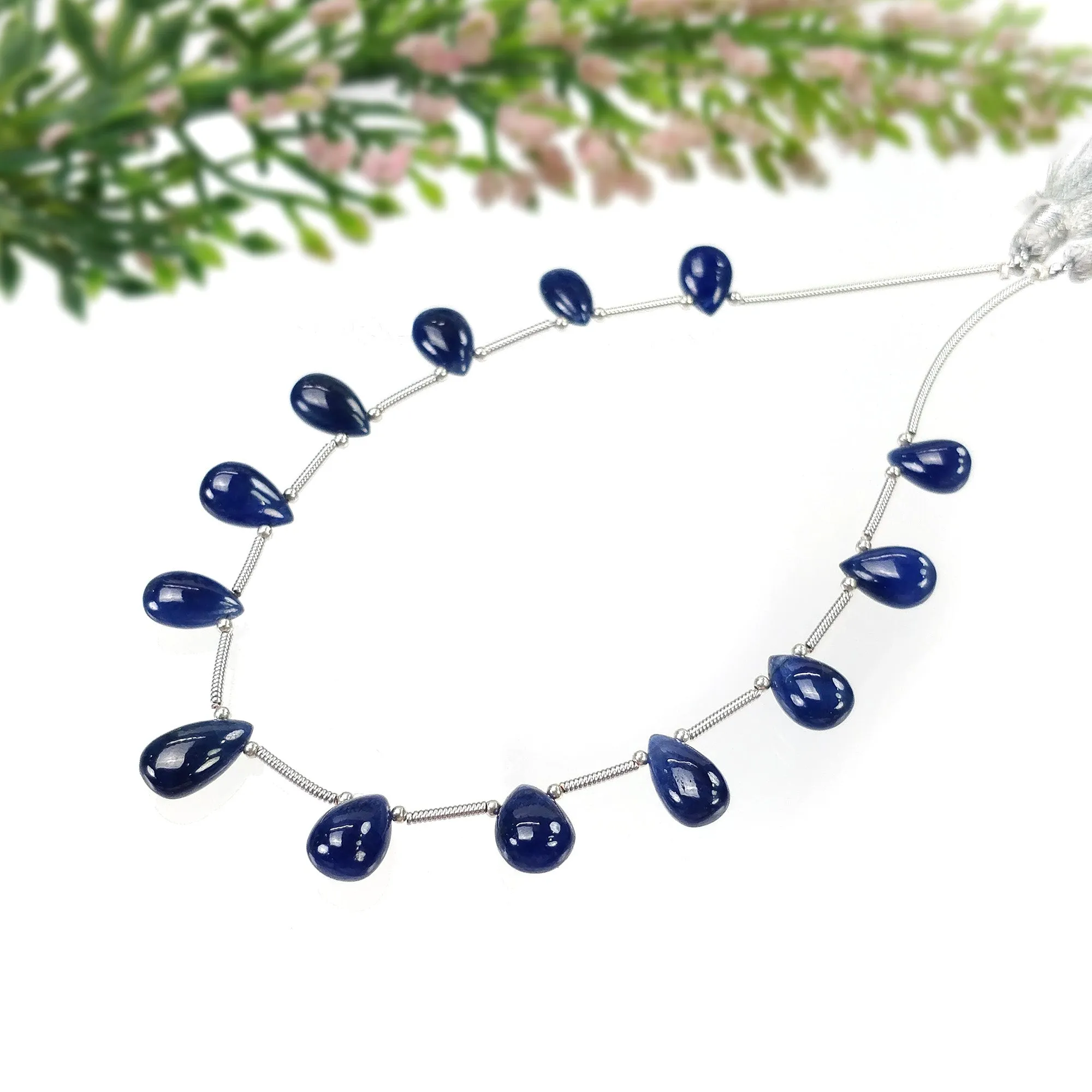 BLUE SAPPHIRE Gemstone Loose Beads : 42.80cts Natural Untreated Sapphire Plain Almond Beads 9*6.5mm - 11.5*7mm