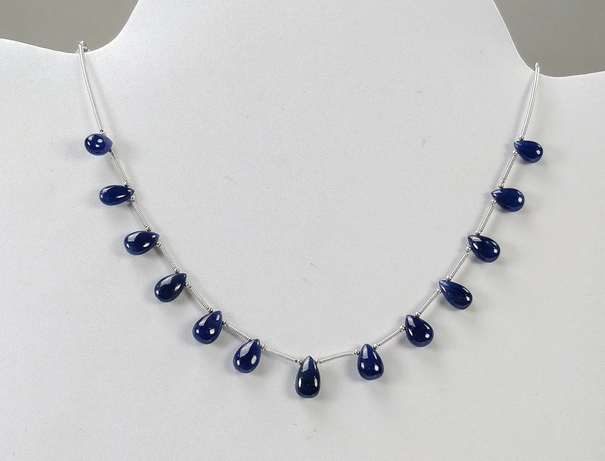 BLUE SAPPHIRE Gemstone Loose Beads : 42.80cts Natural Untreated Sapphire Plain Almond Beads 9*6.5mm - 11.5*7mm