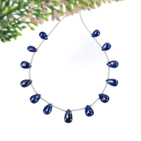 BLUE SAPPHIRE Gemstone Loose Beads : 42.80cts Natural Untreated Sapphire Plain Almond Beads 9*6.5mm - 11.5*7mm