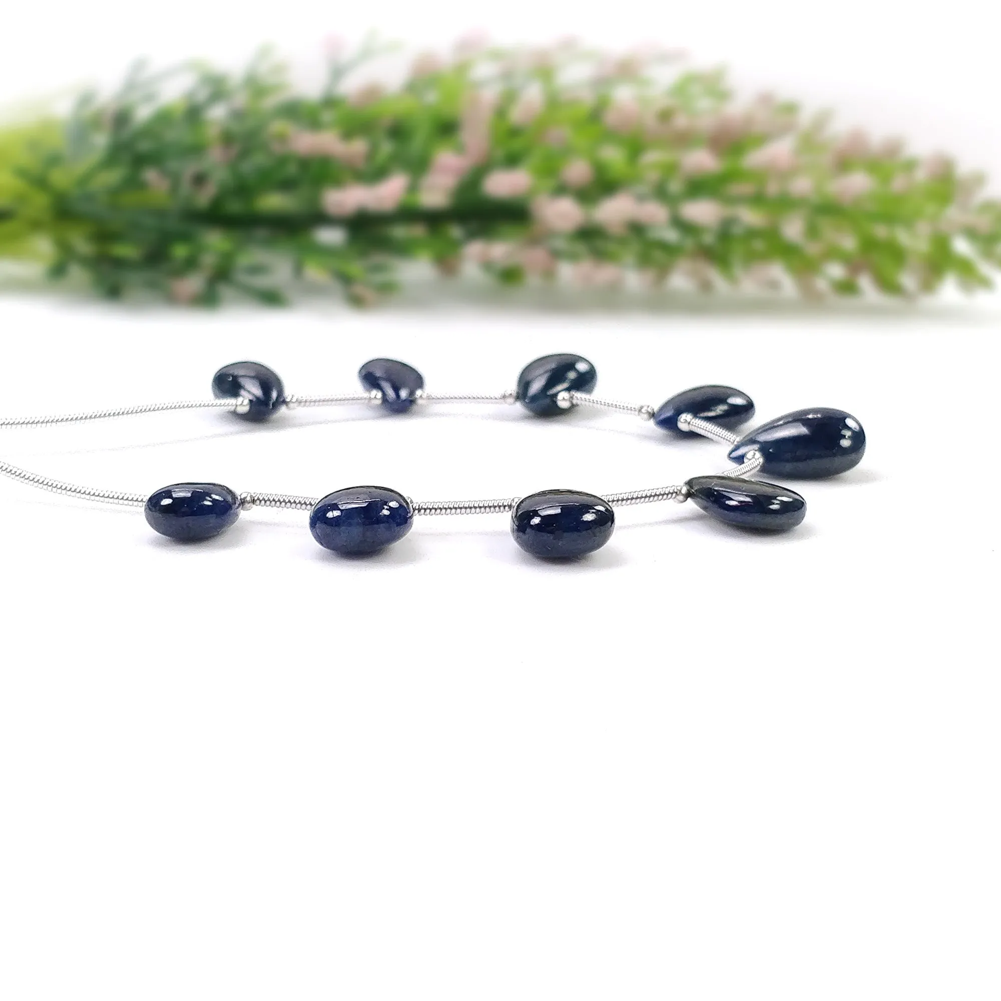 BLUE SAPPHIRE Gemstone Loose Beads : 51.80cts Natural Untreated Sapphire Plain Almond Beads 11.5*5mm - 14*8.5mm