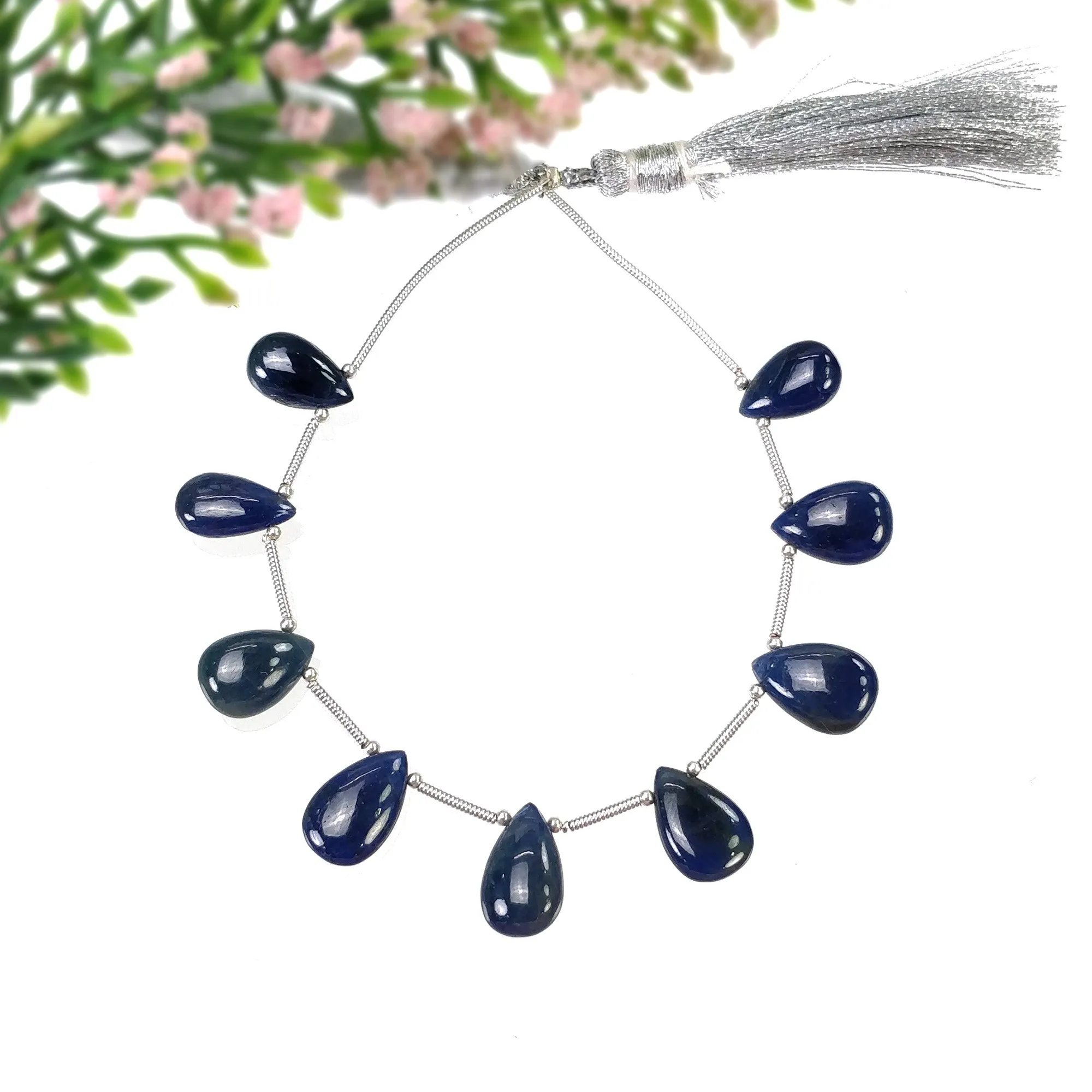 BLUE SAPPHIRE Gemstone Loose Beads : 51.80cts Natural Untreated Sapphire Plain Almond Beads 11.5*5mm - 14*8.5mm