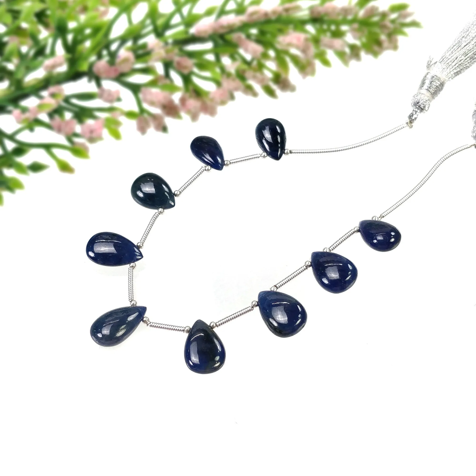 BLUE SAPPHIRE Gemstone Loose Beads : 51.80cts Natural Untreated Sapphire Plain Almond Beads 11.5*5mm - 14*8.5mm