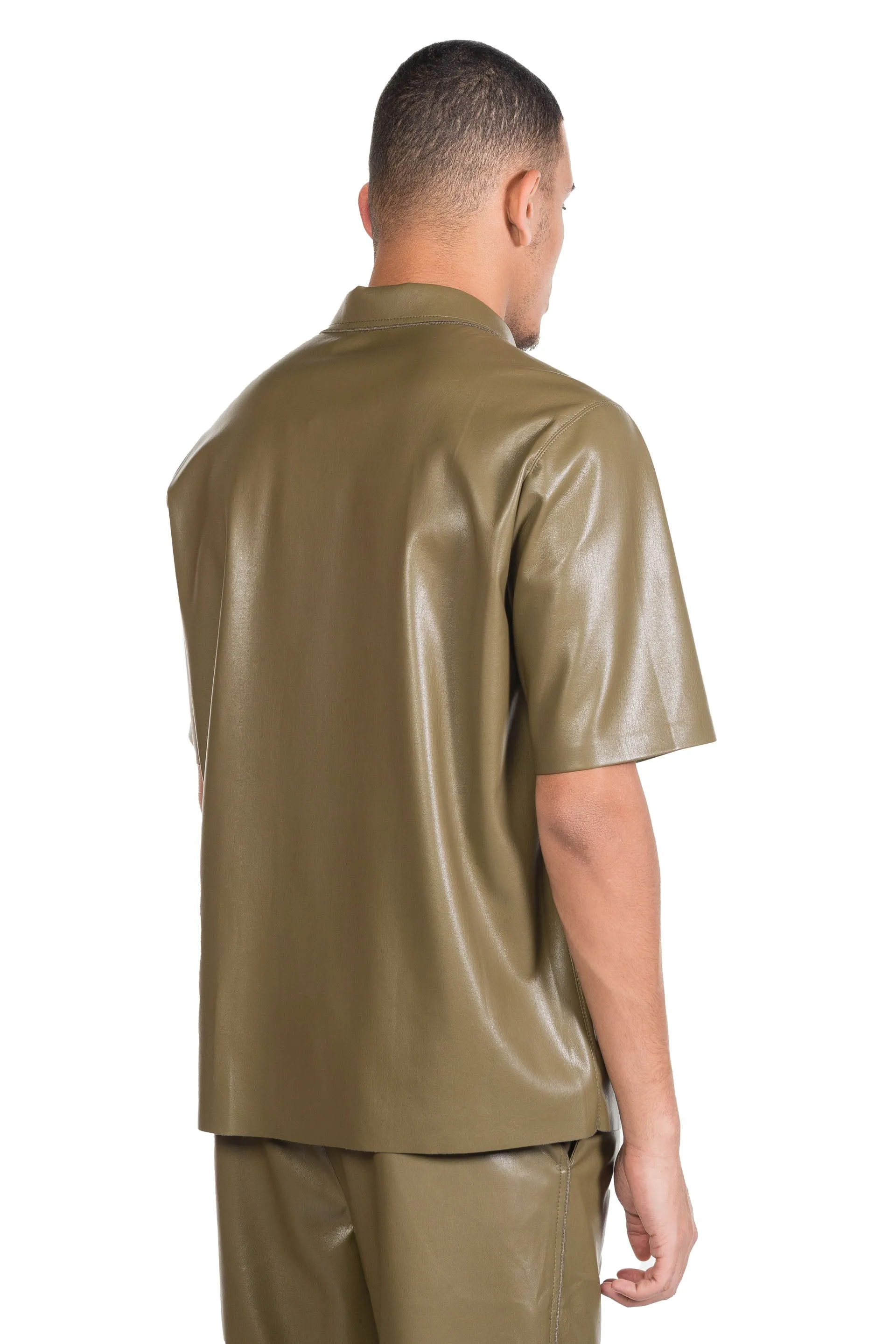 Bodil Vegan Leather Shirt Olive