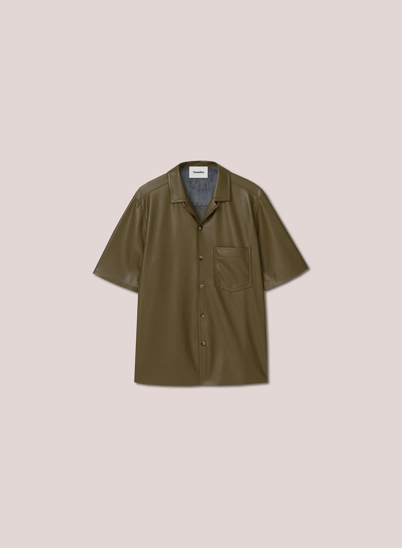 Bodil Vegan Leather Shirt Olive