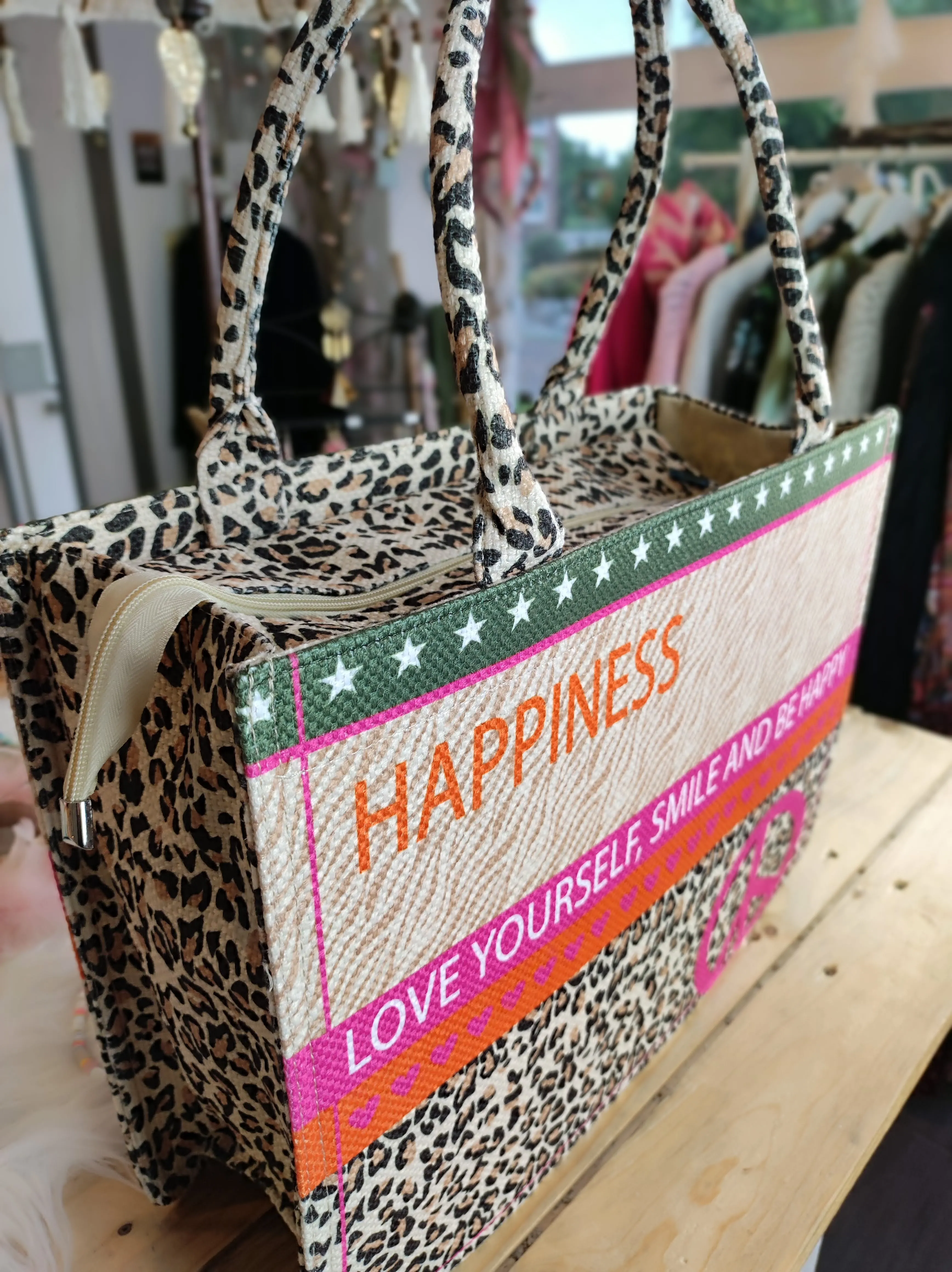 BOOK TOTE BAG ZWILLINGSHERZ "CARLY" HAPPINESS