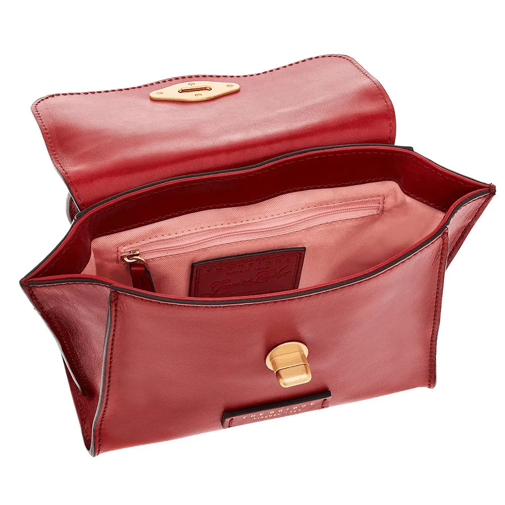 Borsa Donna a Tracolla con Pattina THE BRIDGE linea Barbara in Pelle Rosso Ribes