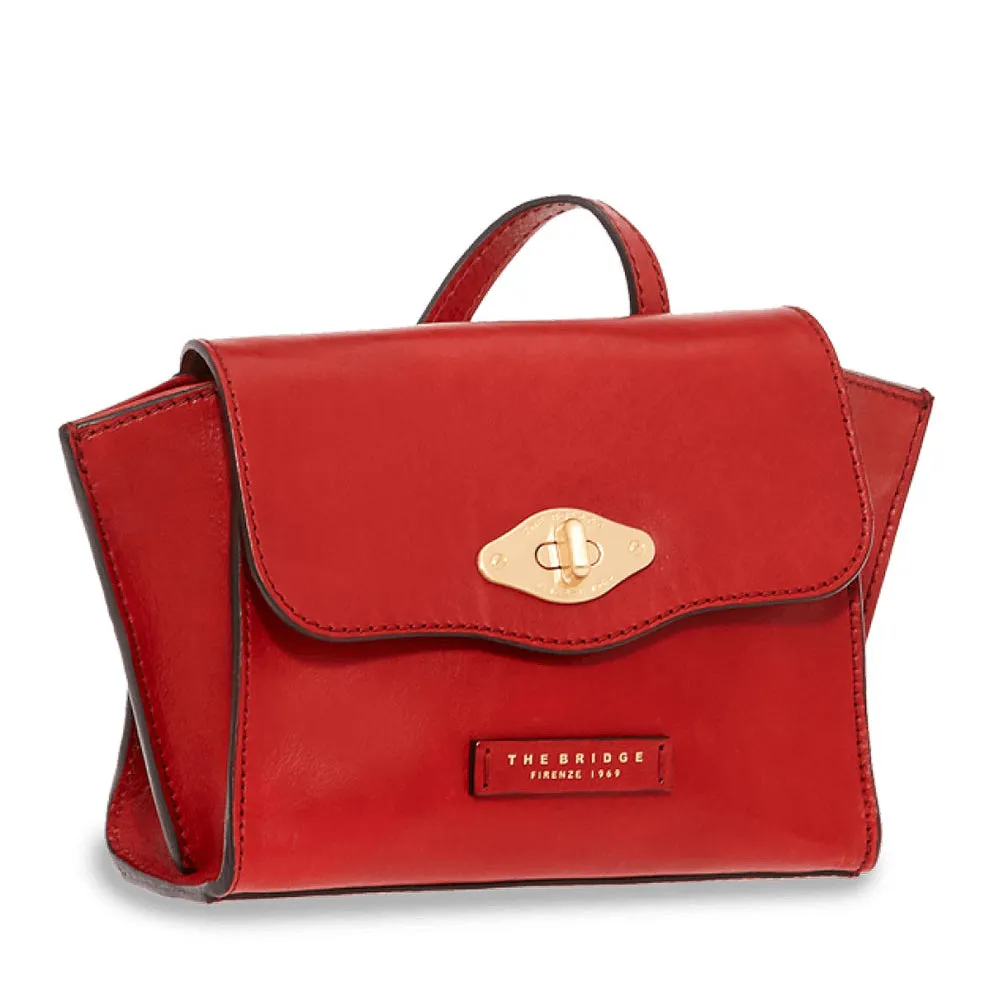 Borsa Donna a Tracolla con Pattina THE BRIDGE linea Barbara in Pelle Rosso Ribes