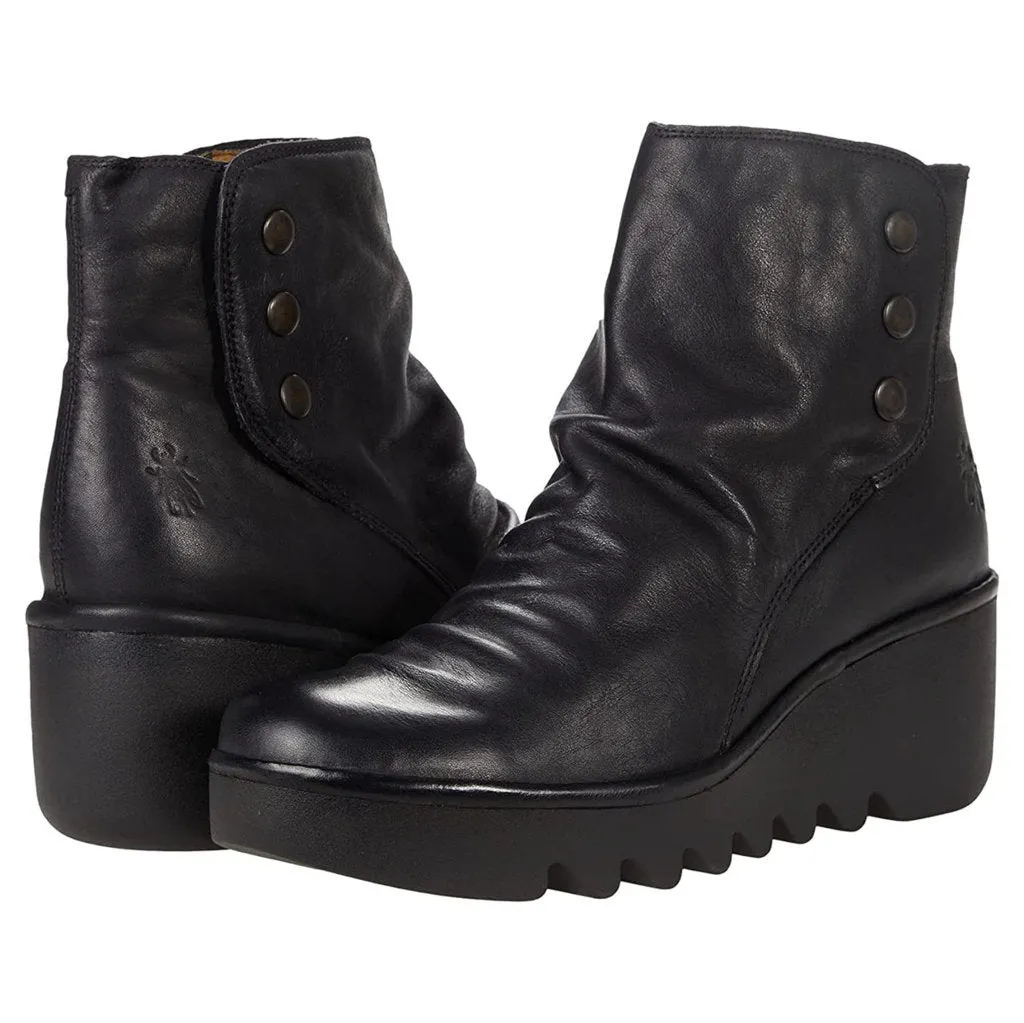 Brom344Fly Leather Women's Zip Up Ankle Boots