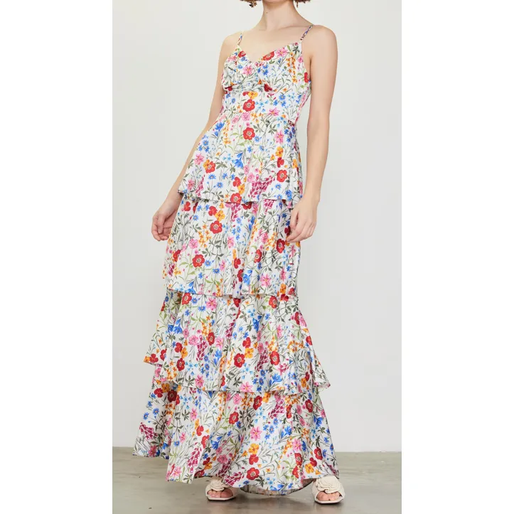 Brooklyn Floral Tiered Maxi Skies are Blue Dress