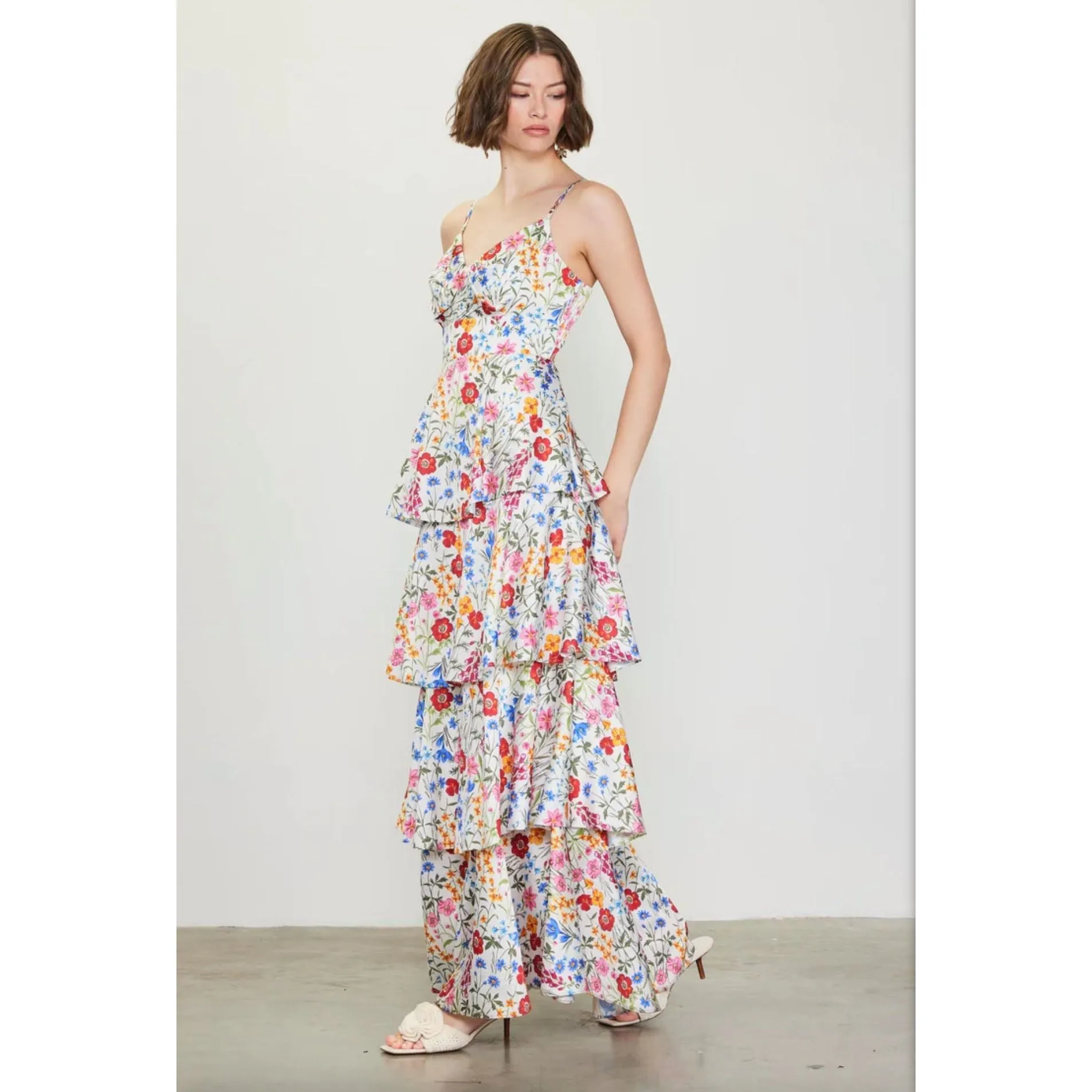 Brooklyn Floral Tiered Maxi Skies are Blue Dress