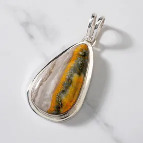 Bumble Bee Jasper Navajo USA Native American Made 925 Sterling Silver Pendant