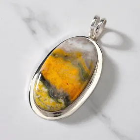 Bumble Bee Jasper Navajo USA Native American Made 925 Sterling Silver Pendant