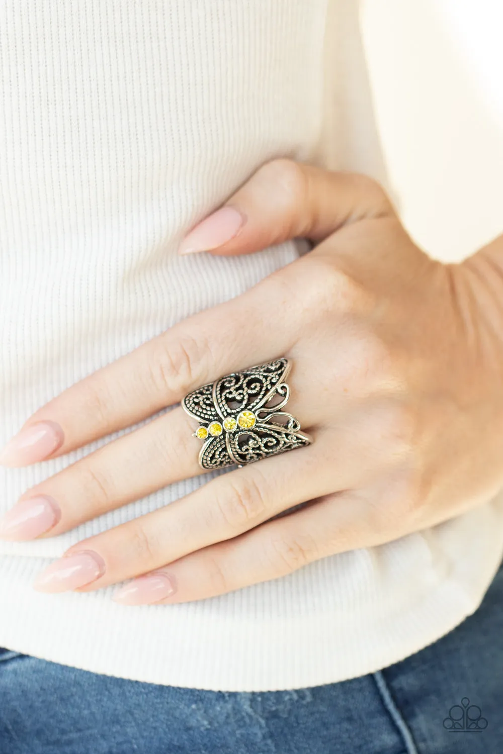 Butterfly Bling - Yellow Ring