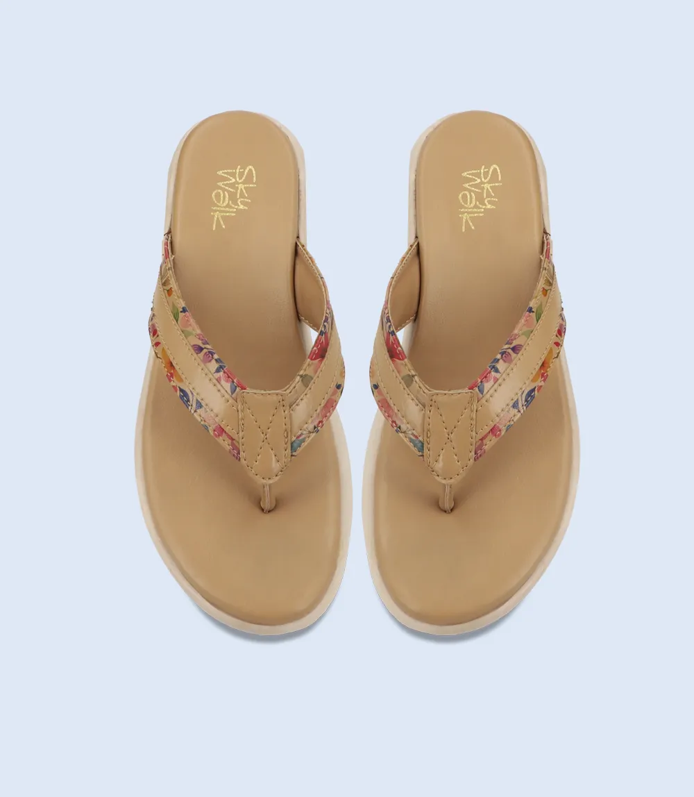 BW7665-BEIGE-Women Comfort Chappal