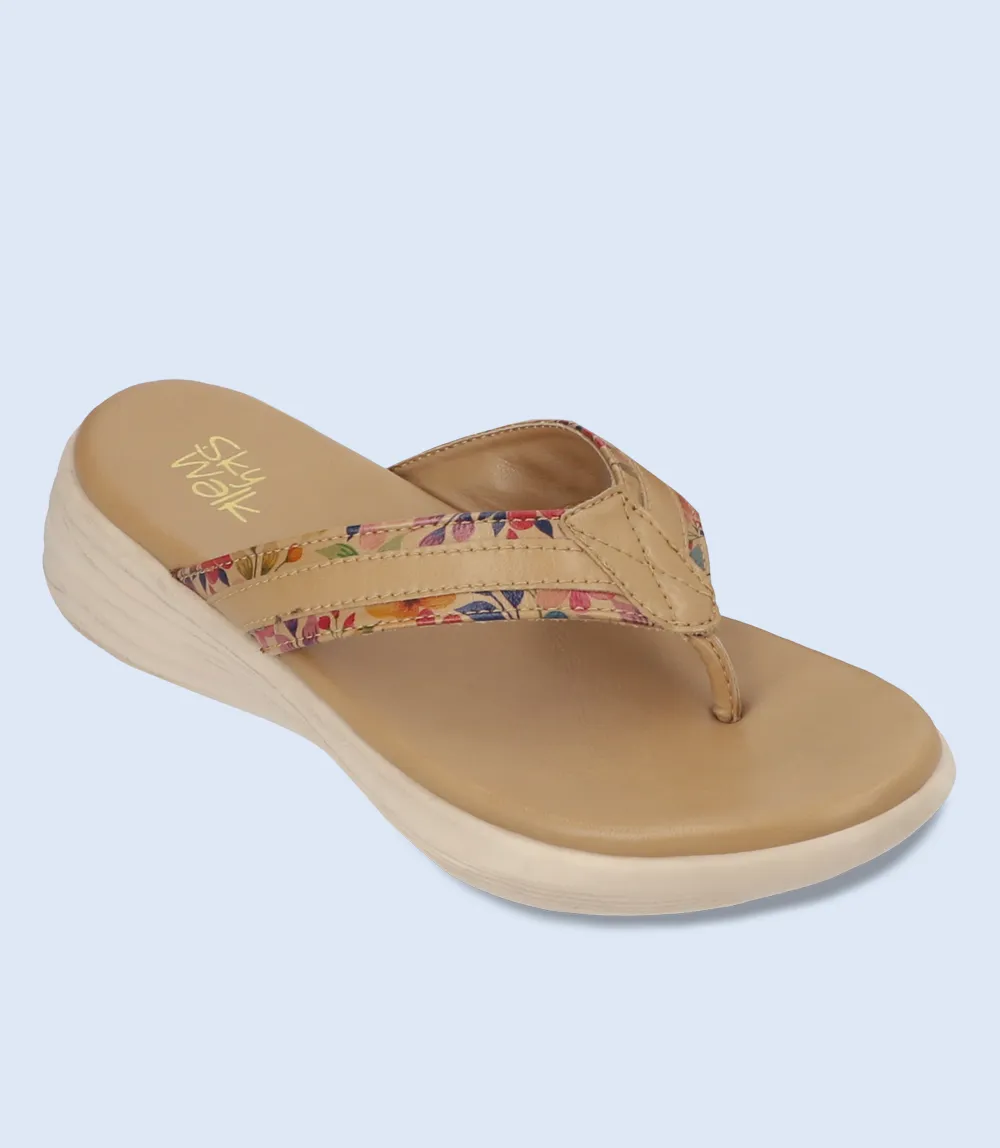 BW7665-BEIGE-Women Comfort Chappal