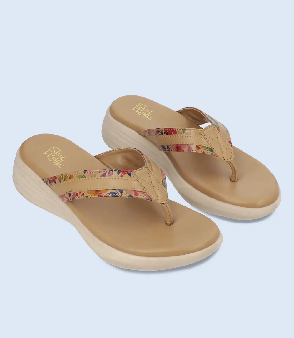 BW7665-BEIGE-Women Comfort Chappal