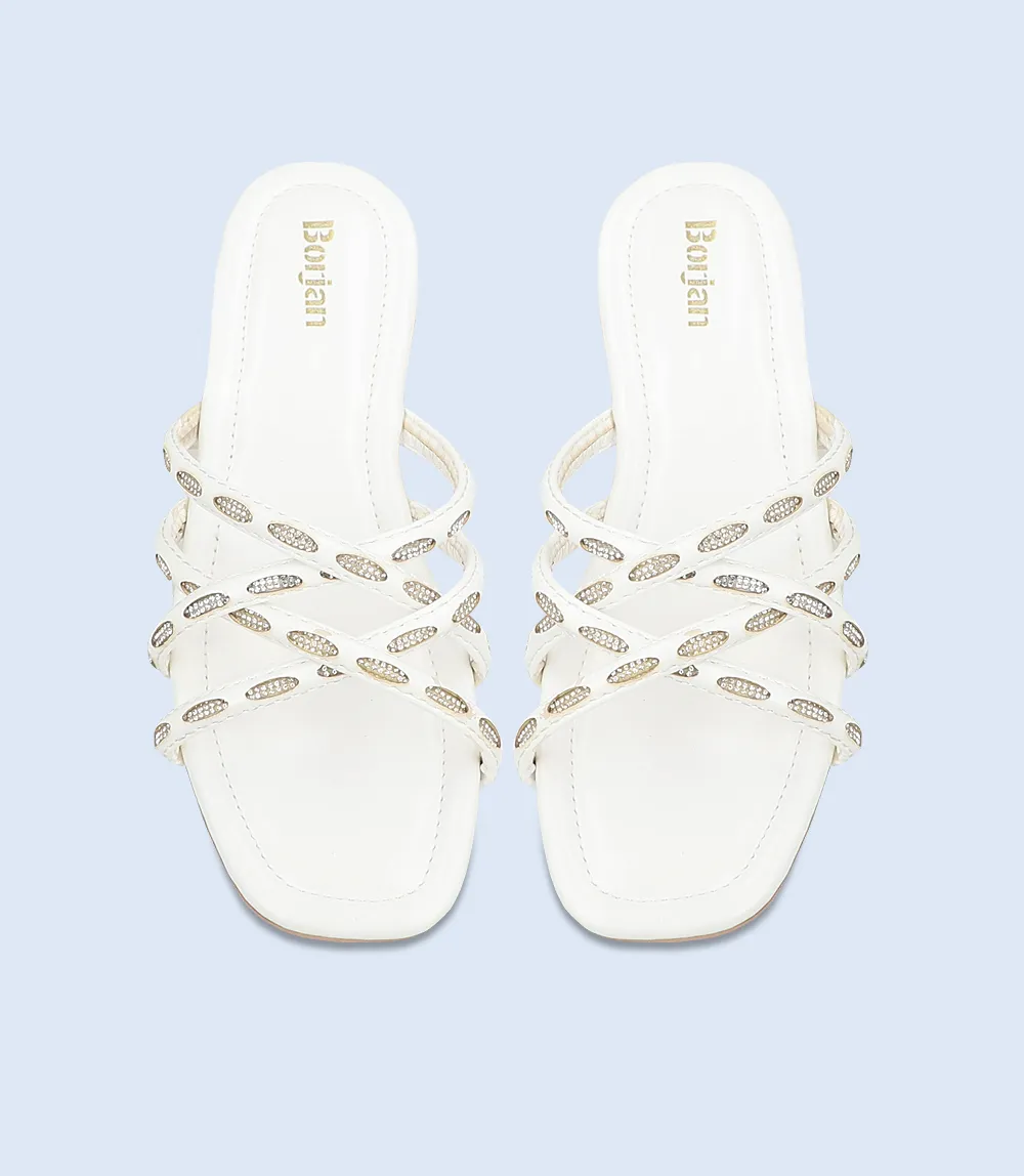 BW9285-White-Women Slipper