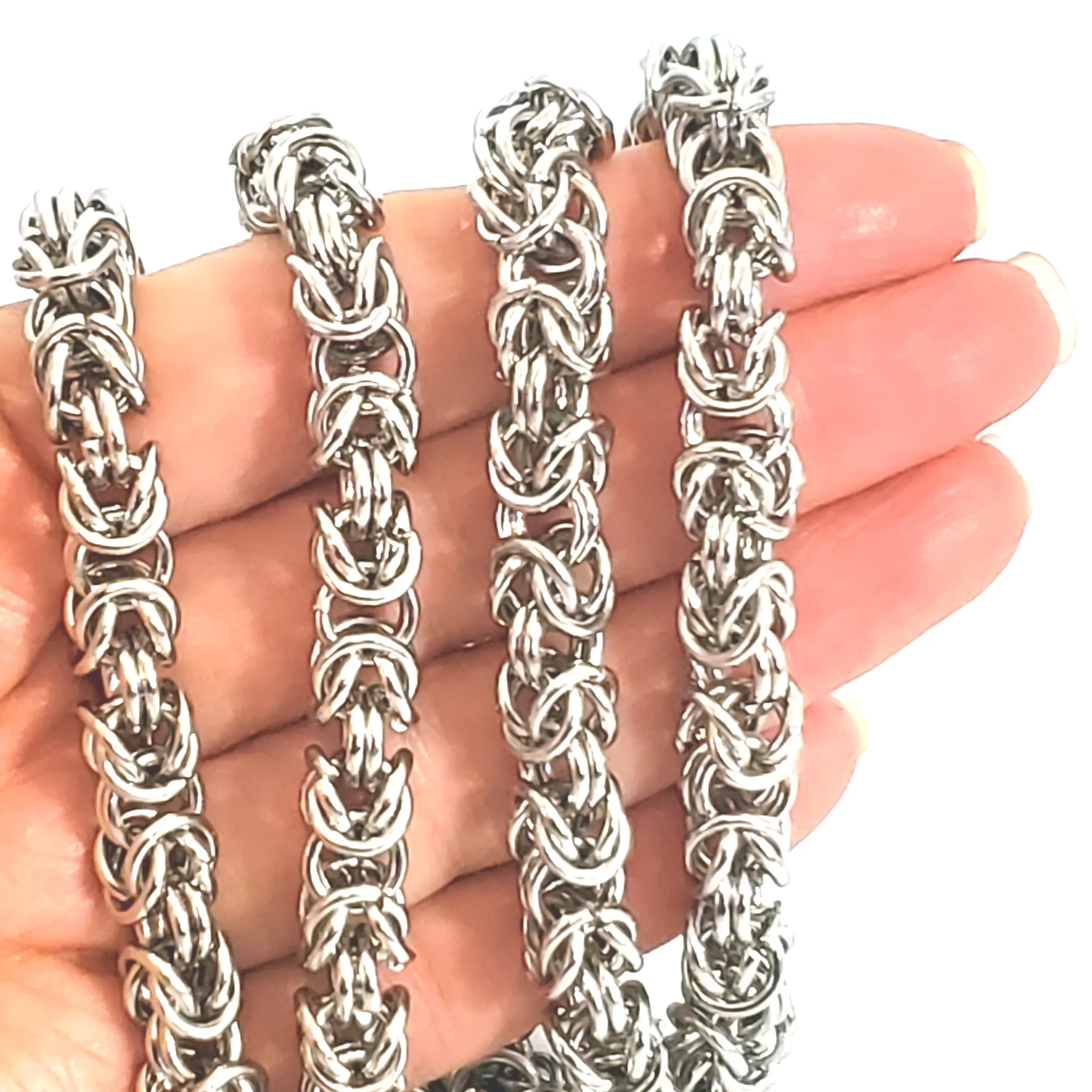 Byzantine Chain Stainless Steel, Open Links, 8mm Diameter, 1 Meter #1966 C