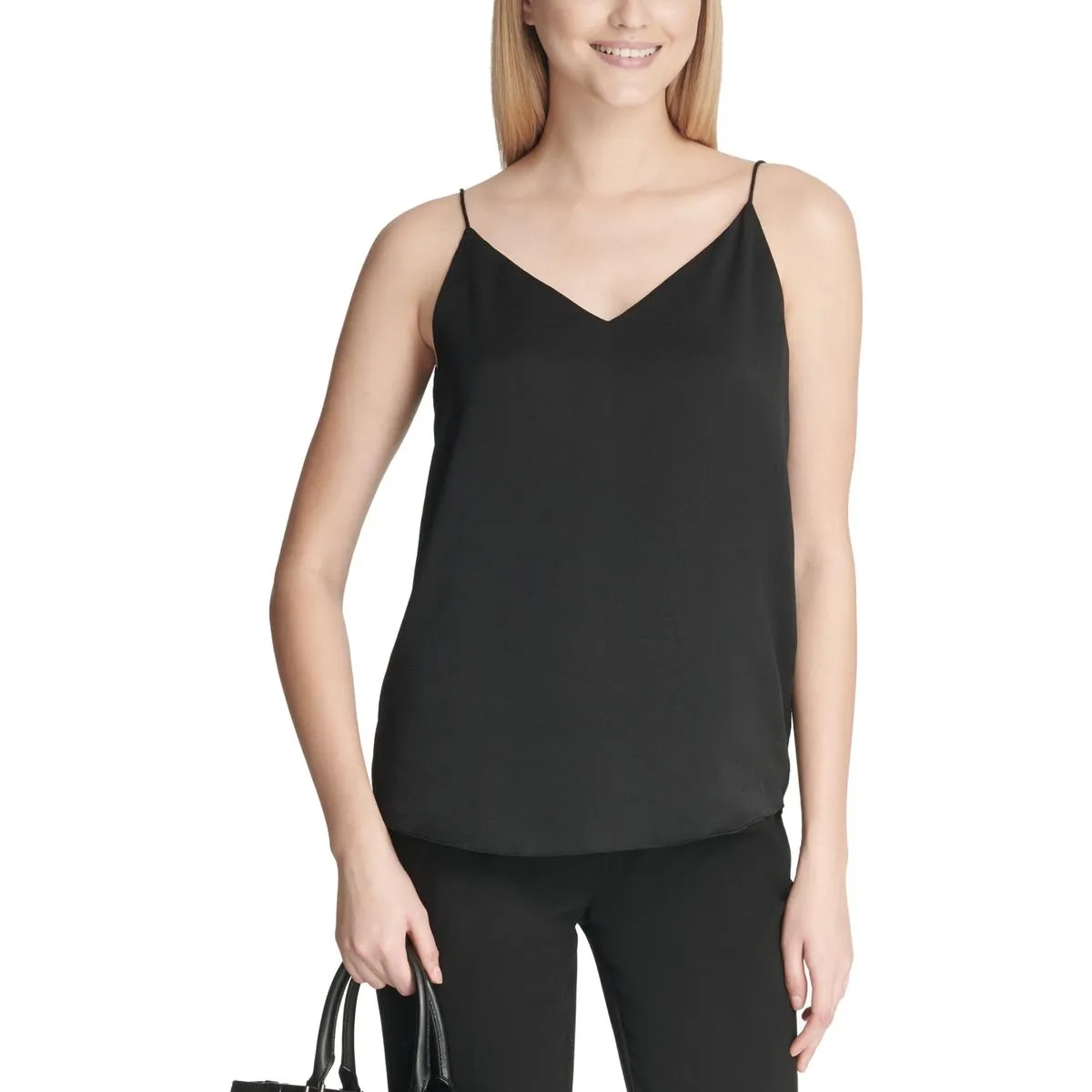 Calvin Klein Womens Chiffon V-Neck Tank Top