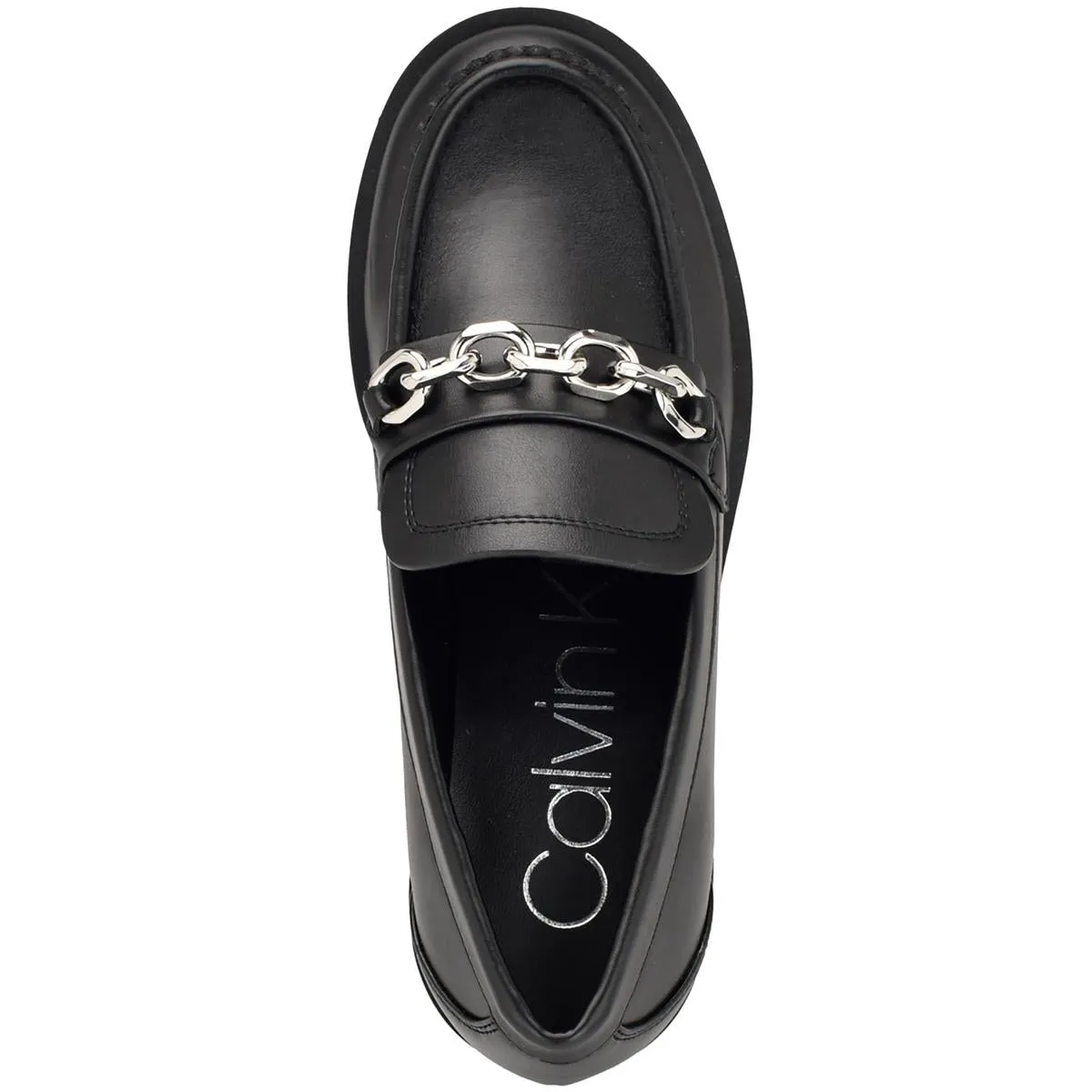 Calvin Klein Womens Faux Leather Laceless Loafers