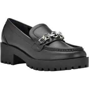 Calvin Klein Womens Faux Leather Laceless Loafers