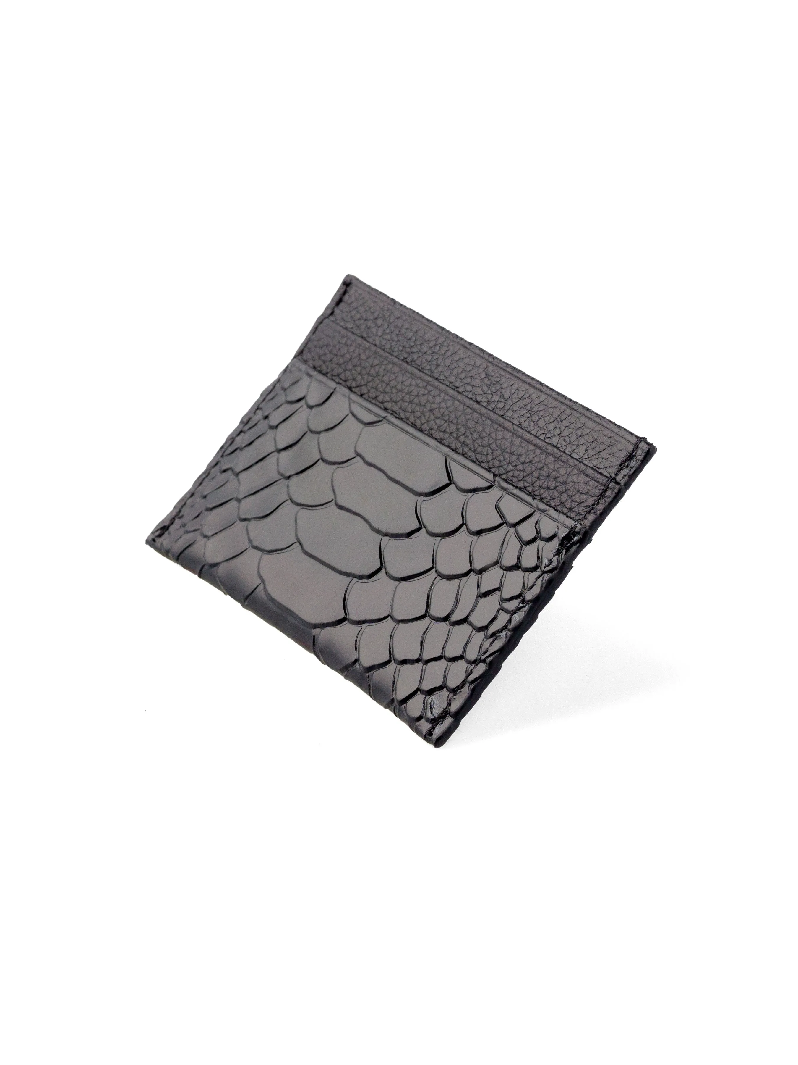 Card Holder - Black Phyton Leather