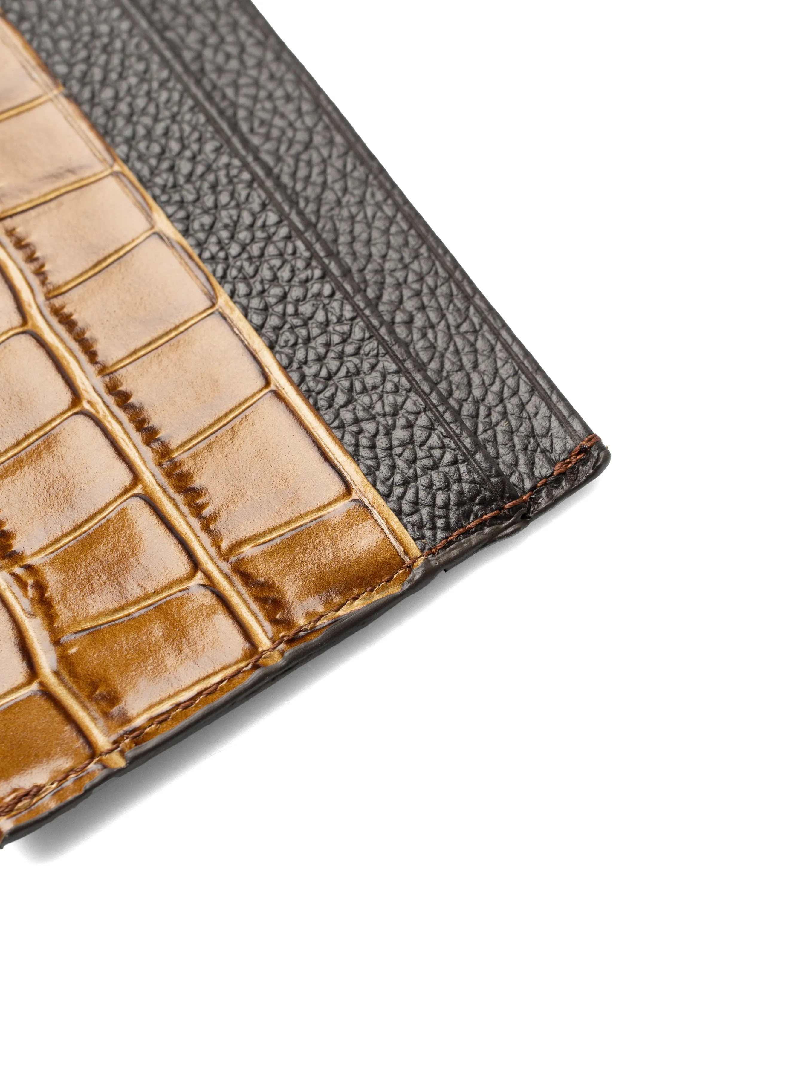 Card Holder - Brown Polished Croco Leather