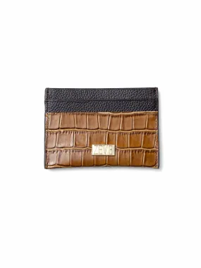 Card Holder - Brown Polished Croco Leather