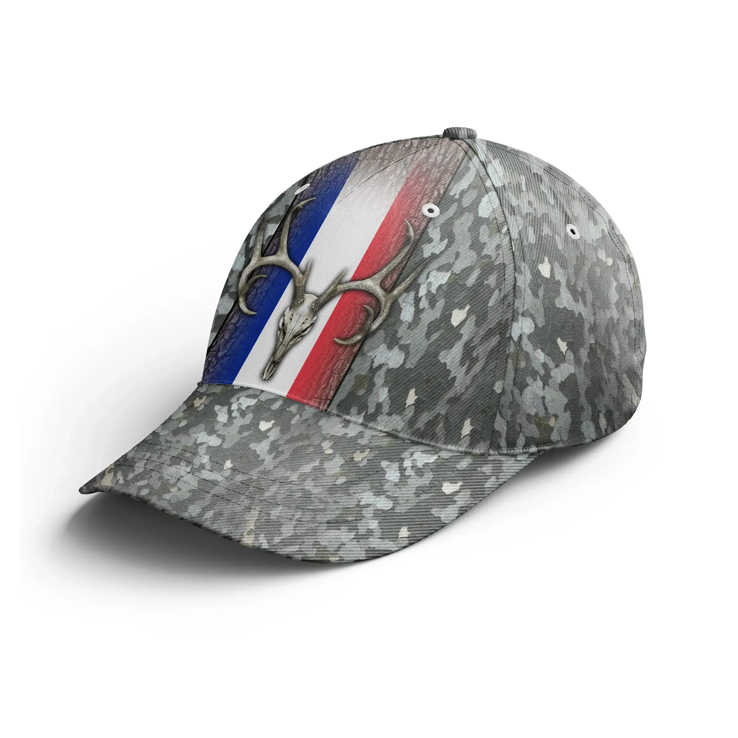 Casquette Camouflage Chasse Au Cerf, Drapeau France, Crne De Cerf - CT07092238