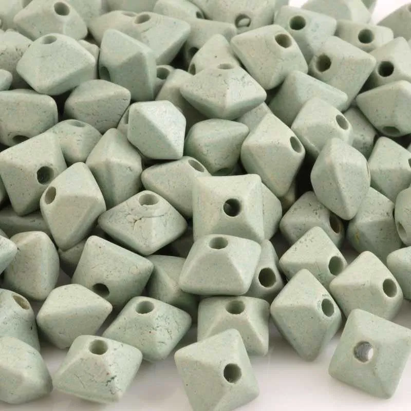 Ceramic Beads Wholesale-11mm Octahedron-Celadon-Quantity 25