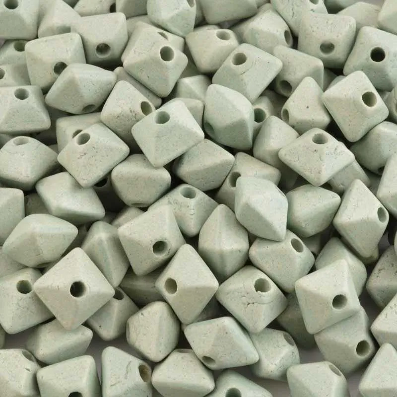 Ceramic Beads Wholesale-11mm Octahedron-Celadon-Quantity 25