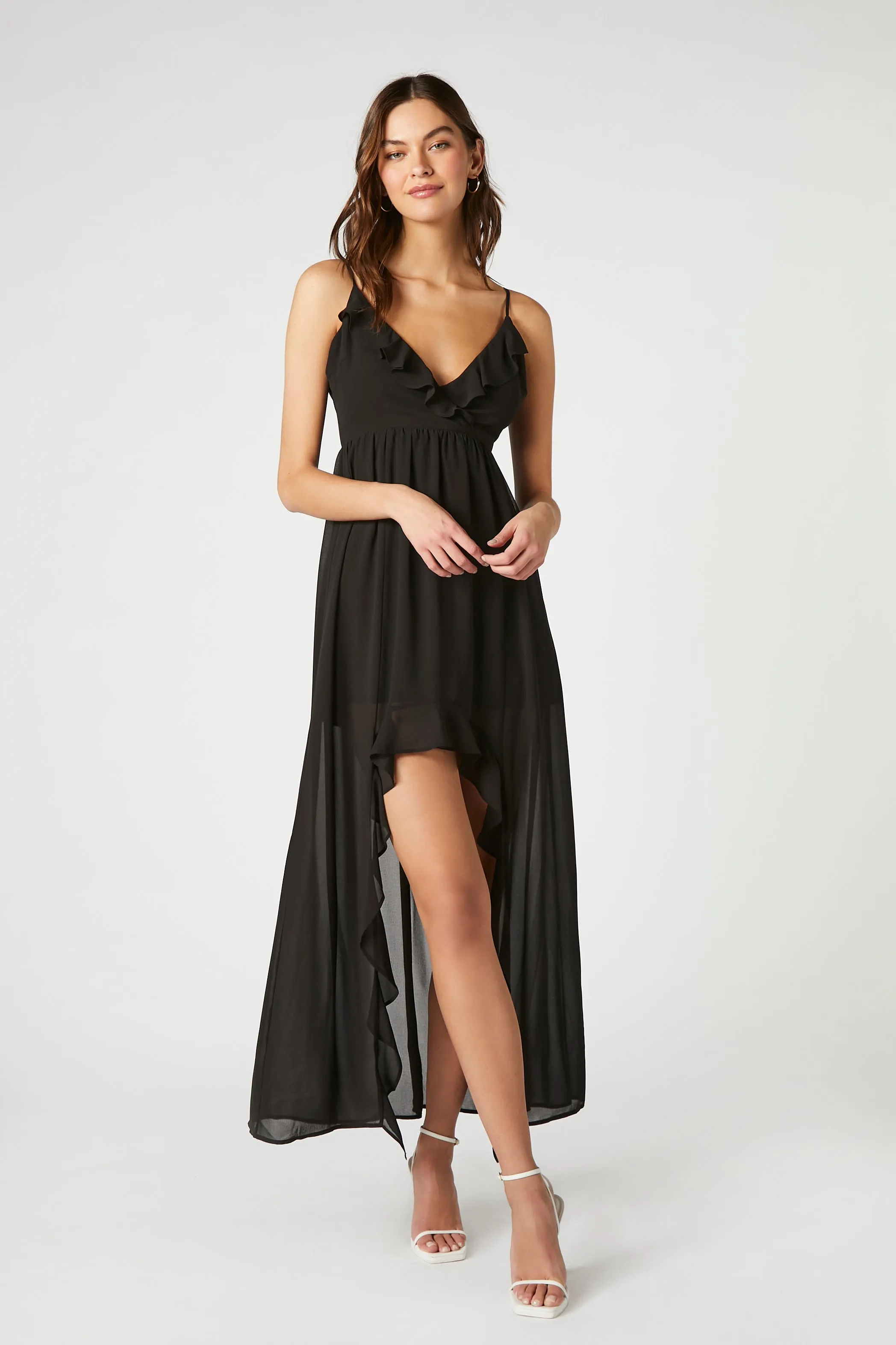 Chiffon Ruffle High-Low Dress