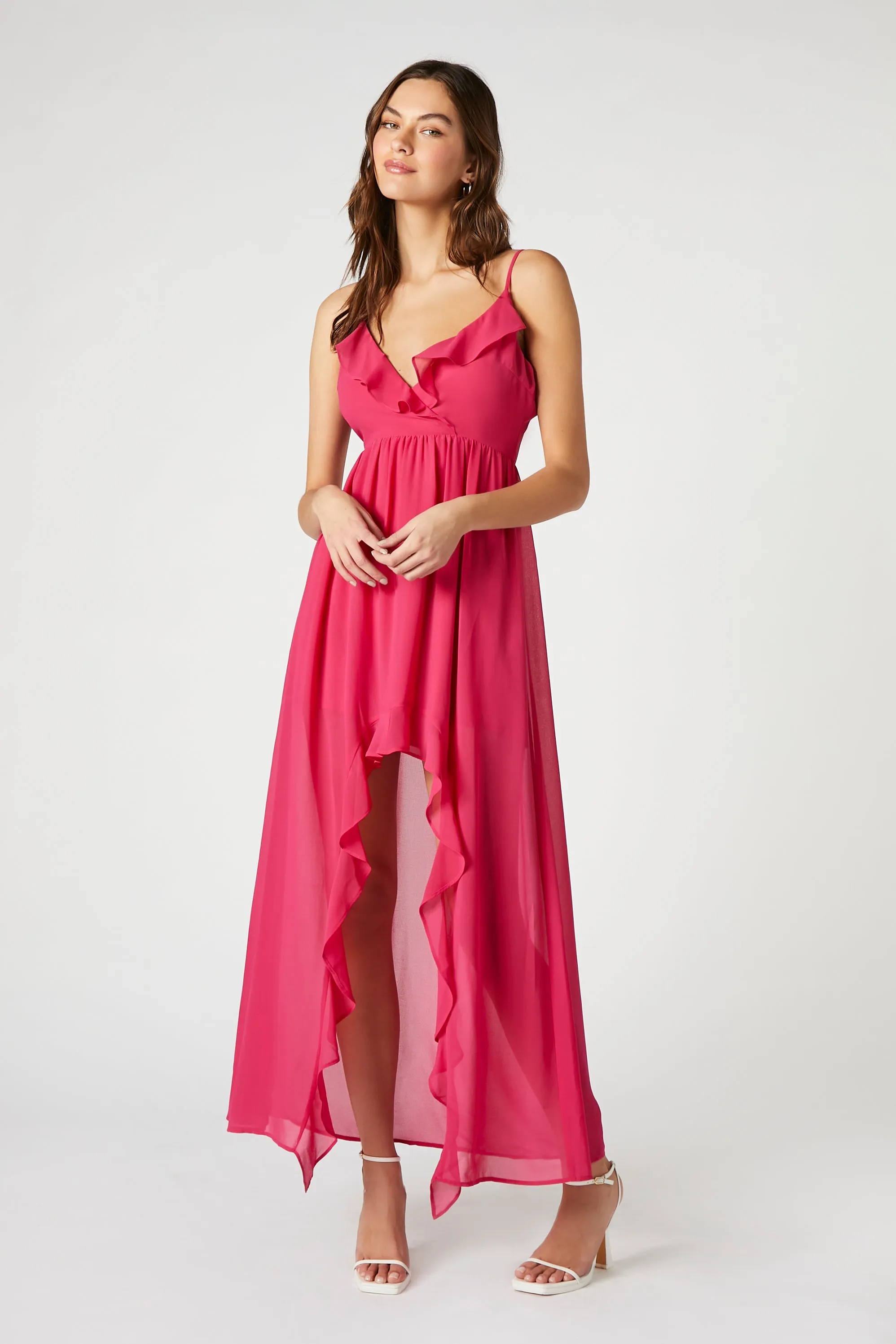 Chiffon Ruffle High-Low Dress