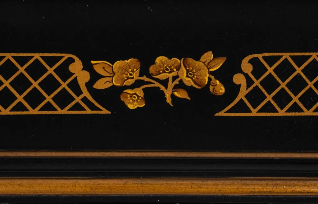 Chinoiserie Lacquered Wood Tray on Bamboo Stand