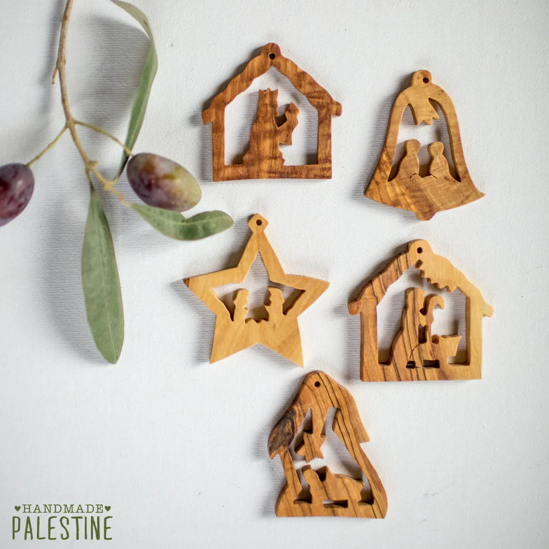 Christmas Ornaments - Olive Wood Pack of 5