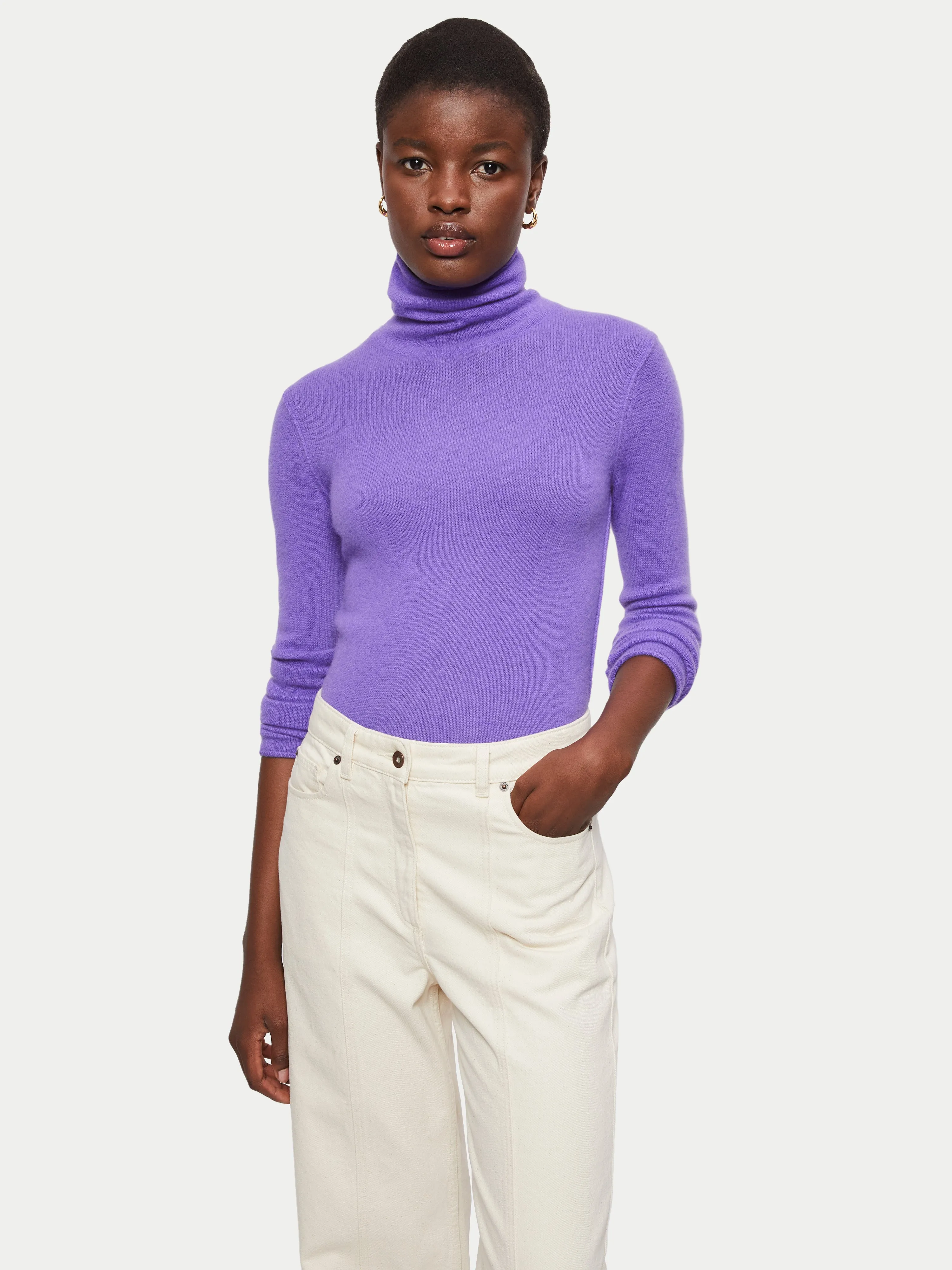 Cloud Cashmere Roll Neck | Purple