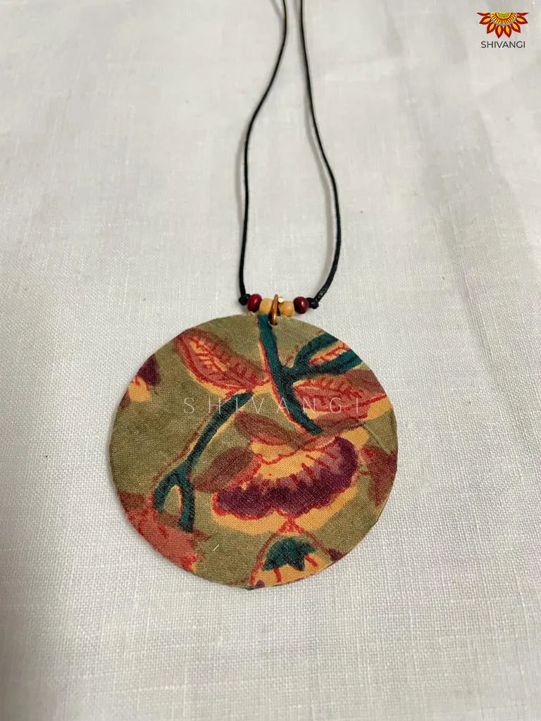 Cotton fabric  Pendant Necklace with Earrings for Women and Girl's