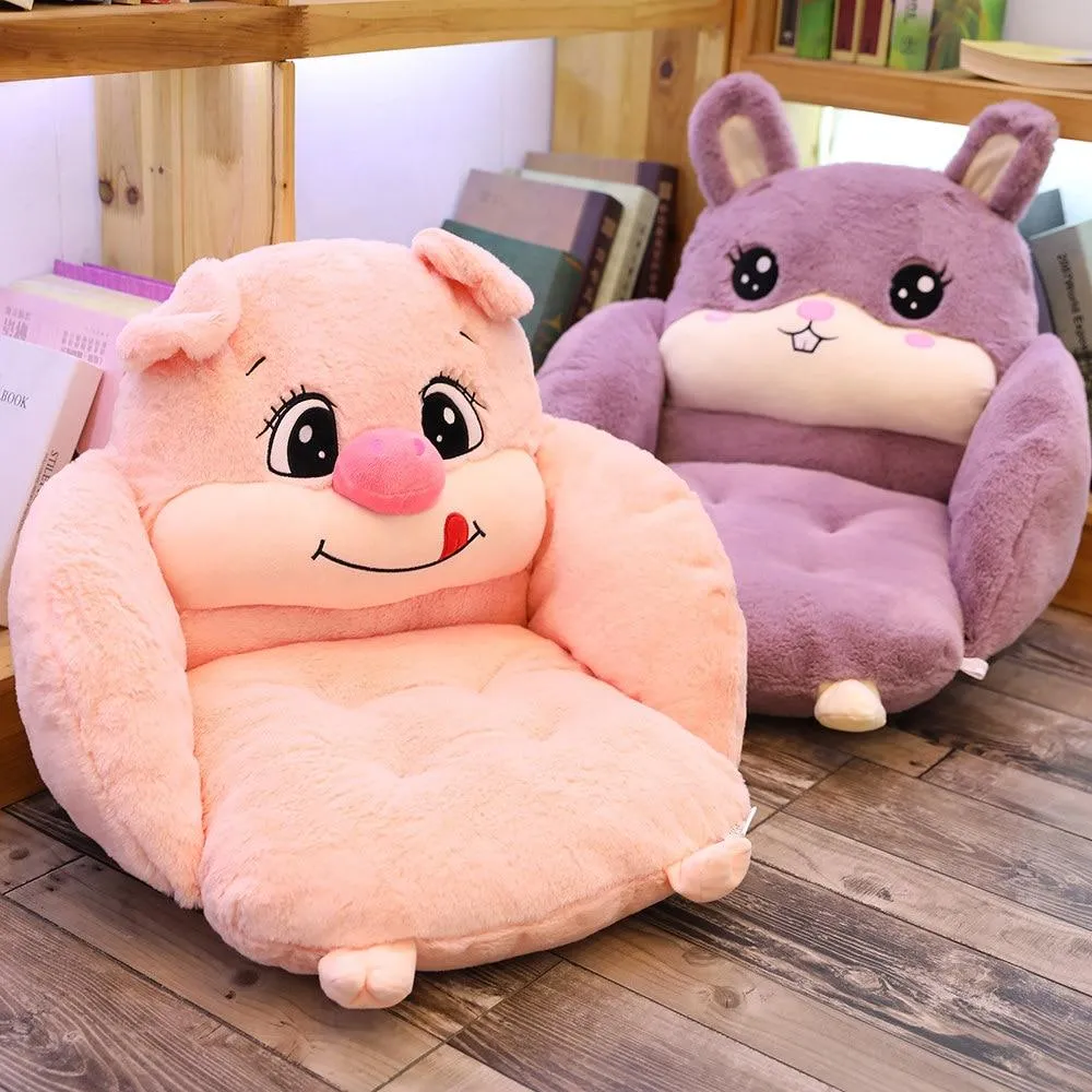 Creative cartoon rabbit plush semi-enclosed animal seat cushion thickened office chair cushion for leaning on student buttock