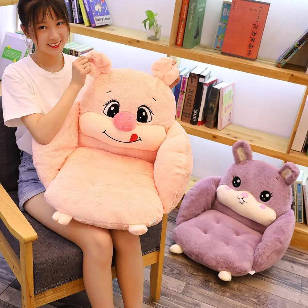 Creative cartoon rabbit plush semi-enclosed animal seat cushion thickened office chair cushion for leaning on student buttock