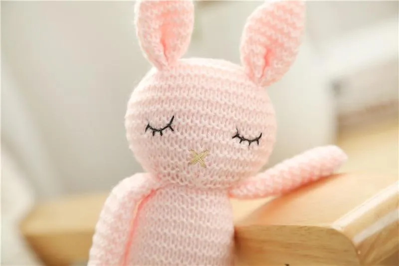 Creative Handmade knitted Rabbit Doll Animal Stuffed Plush Toy Baby Soothing Baby Sleeping Plush Toy Gifts for Kids Birthday