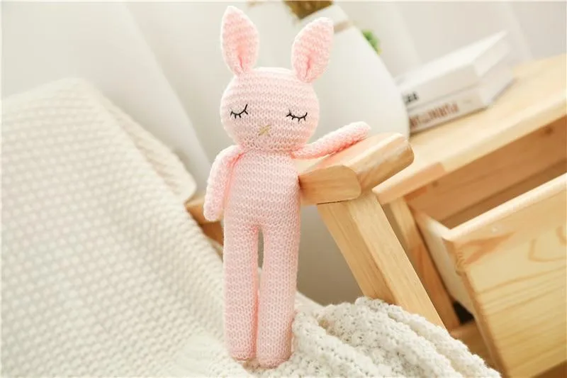 Creative Handmade knitted Rabbit Doll Animal Stuffed Plush Toy Baby Soothing Baby Sleeping Plush Toy Gifts for Kids Birthday