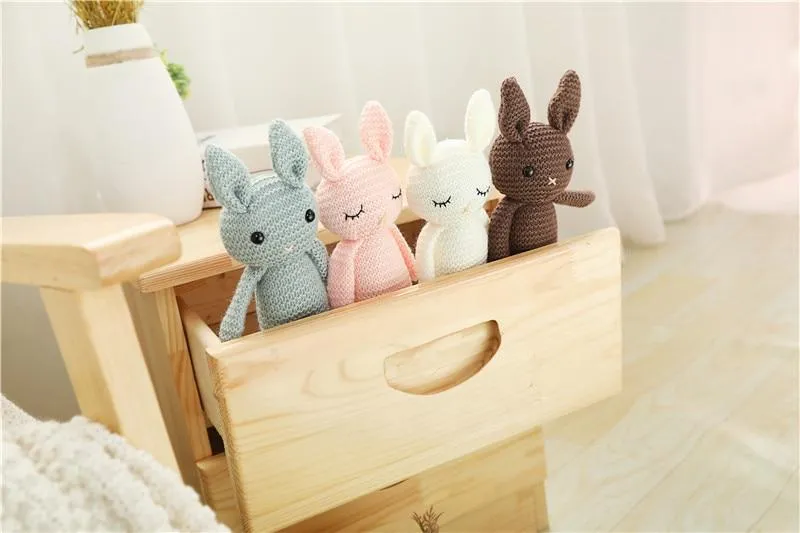 Creative Handmade knitted Rabbit Doll Animal Stuffed Plush Toy Baby Soothing Baby Sleeping Plush Toy Gifts for Kids Birthday