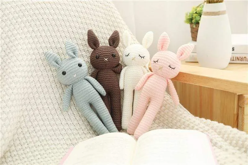 Creative Handmade knitted Rabbit Doll Animal Stuffed Plush Toy Baby Soothing Baby Sleeping Plush Toy Gifts for Kids Birthday